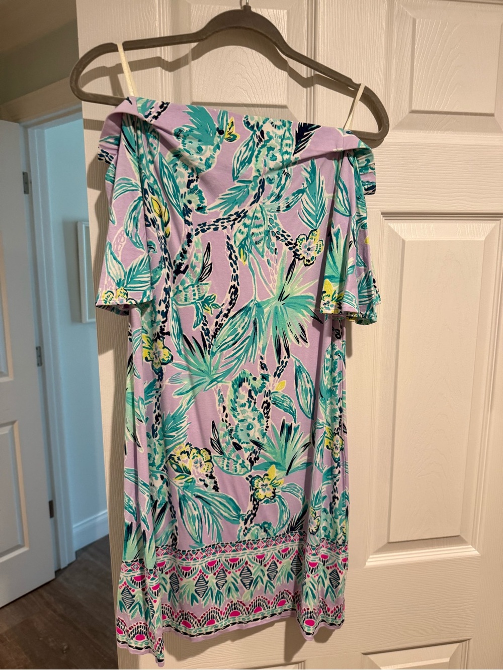 Lilly Pulitzer Lavender Tropical Off-Shoulder Dress